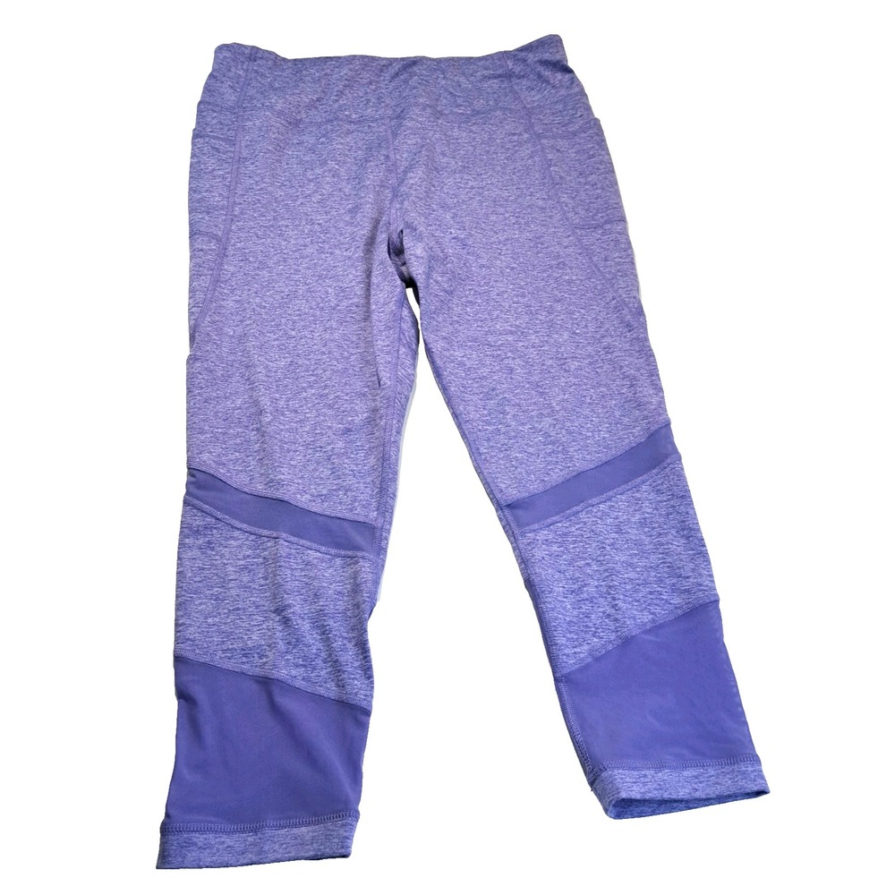 Avia Womens M Activewear Capris Leggings Purple Mid Rise Athleisure Workout Pant